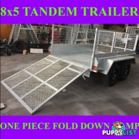 8X5 GALVANISED TANDEM TRAILER WITH FOLD DOWN RAMP 2000KGS ATM 1