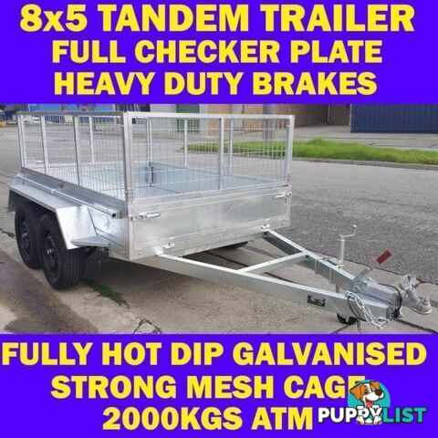 8x5 GALVANISED TANDEM TRAILER WITH CAGE BRAND NEW 2000KG 1