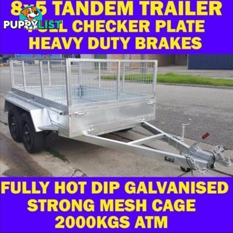 8x5 GALVANISED TANDEM TRAILER WITH CAGE BRAND NEW 2000KG 1