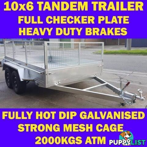 10x6 TANDEM TRAILER WITH CAGE FULLY HOP DIP GALVANISED 1