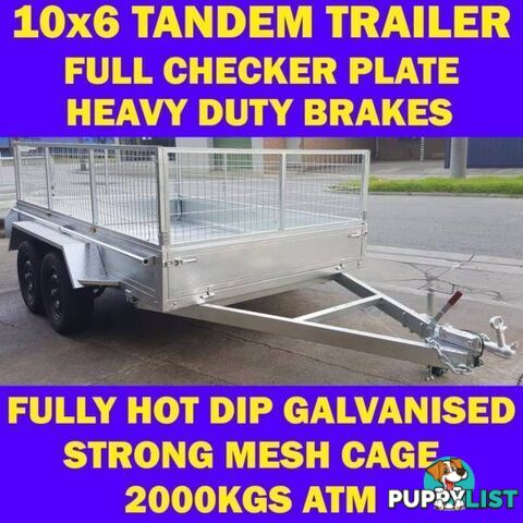 10x6 TANDEM TRAILER WITH CAGE FULLY HOP DIP GALVANISED 1