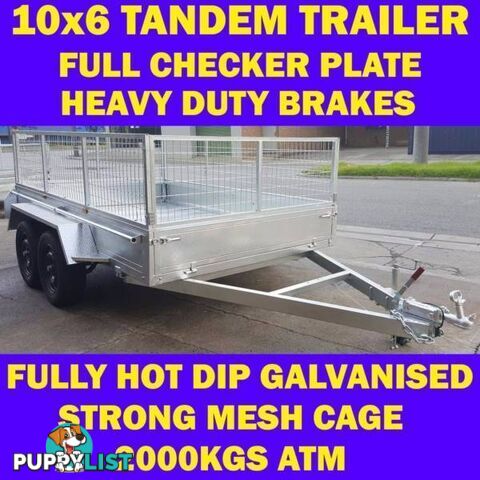 10x6 TANDEM TRAILER WITH CAGE FULLY HOP DIP GALVANISED 1