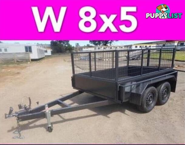 8x5 TANDEM TRAILER WITH CAGE EXTRA HEAVY DUTY FULL CHECKER PLATE