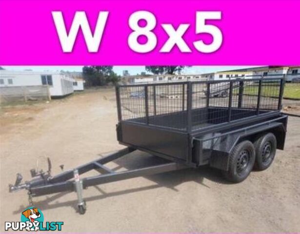 8x5 TANDEM TRAILER WITH CAGE EXTRA HEAVY DUTY FULL CHECKER PLATE