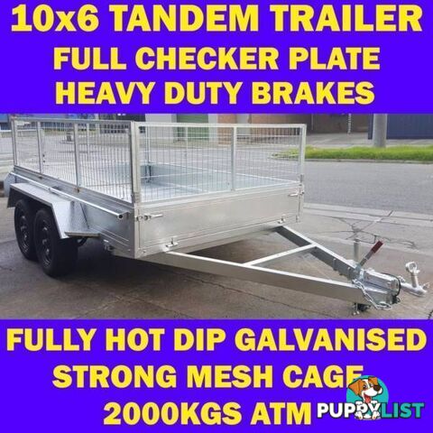 10x6 TANDEM TRAILER WITH CAGE FULLY HOP DIP GALVANISED 1