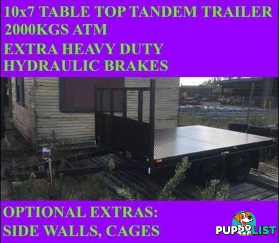 10x7 table top flatbed tandem trailer 2000kgs also have 10x6 10x5