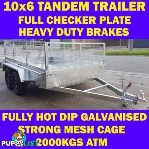 10x6 TANDEM TRAILER WITH CAGE FULLY HOP DIP GALVANISED 1