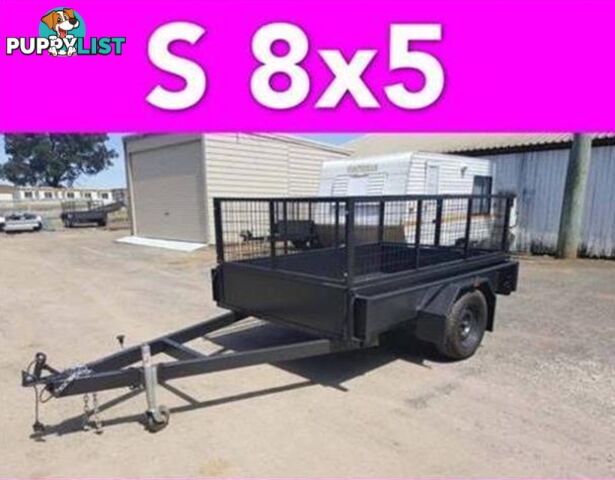 8x5 BOX TRAILER HEAVY DUTY CAGED 1 PCE FOLD FULL CHECKER PLATE