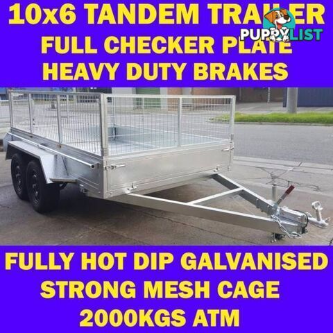 10x6 TANDEM TRAILER WITH CAGE FULLY HOP DIP GALVANISED 1