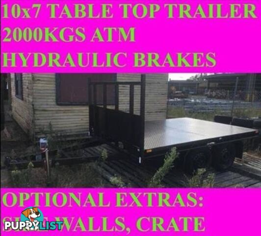 10x7 table top tandem trailer flatbed 2000kgs also got 10x5 10x6