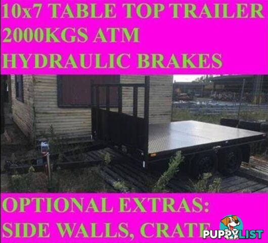 10x7 table top tandem trailer flatbed 2000kgs also got 10x5 10x6