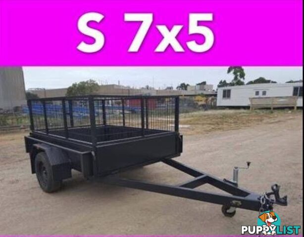 7x5 BOX TRAILER HEAVY DUTY CAGED 1 PCE FOLD FULL CHECKER PLATE