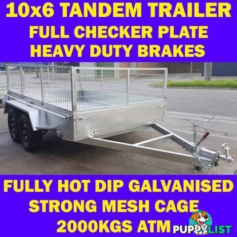 10x6 TANDEM TRAILER WITH CAGE FULLY HOP DIP GALVANISED 1