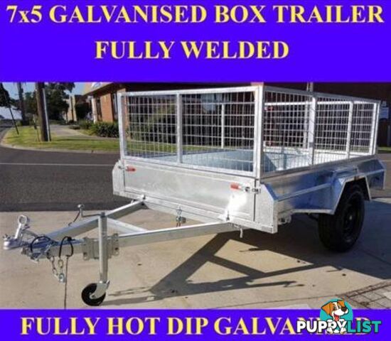 7x5 fully welded galvanised box trailer with mesh cage 1