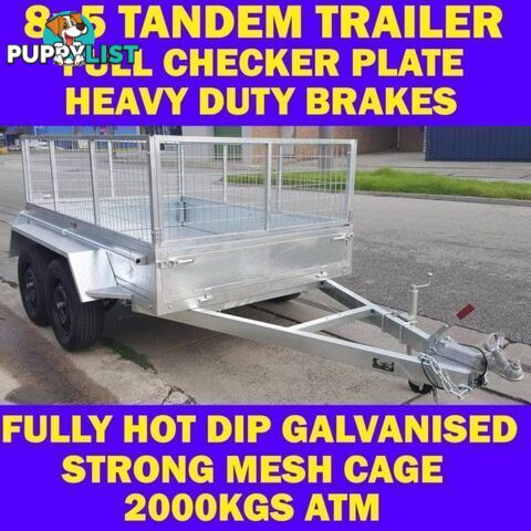 8x5 GALVANISED TANDEM TRAILER WITH CAGE BRAND NEW 2000KG 1