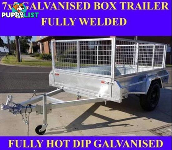 7x5 FULLY WELDED GALVANISED BOX TRAILER WITH MESH CAGE 1