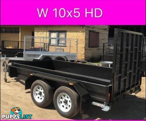 10x5 HD tandem trailer w ramp 2ton 1 pc fold 2.5mm checker plate