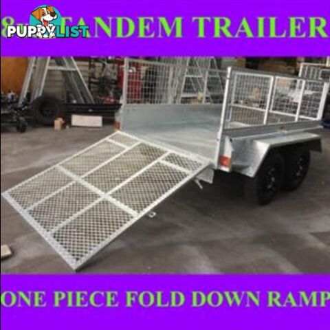 8X5 GALVANISED TANDEM TRAILER WITH FOLD DOWN RAMP 2000KGS ATM 1