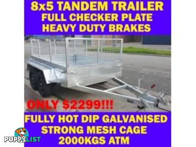 8X5 GALVANISED TANDEM TRAILER WITH CAGE CRATE BOX TRAILER sa