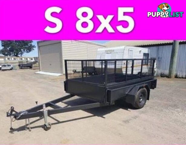 8x5 BOX TRAILER HEAVY DUTY CAGED 1 PCE FOLD FULL CHECKER PLATE