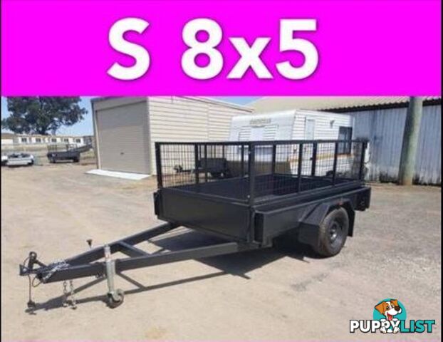 8x5 BOX TRAILER HEAVY DUTY CAGED 1 PCE FOLD FULL CHECKER PLATE