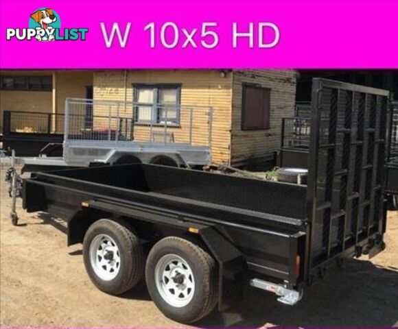 10x5 HD tandem trailer w ramp 2ton 1 pc fold 2.5mm checker plate