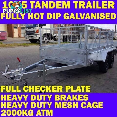 10x5 tandem trailer fully galvanised heavy duty wth cage 2000kg 1