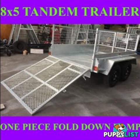 8X5 GALVANISED TANDEM TRAILER WITH FOLD DOWN RAMP 2000KGS ATM 1