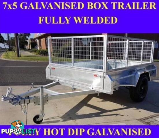 7x5 fully welded galvanised box trailer with mesh cage 1