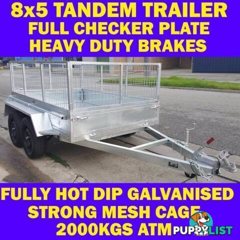 8x5 GALVANISED TANDEM TRAILER WITH CAGE BRAND NEW 2000KG 1