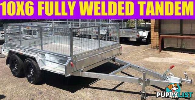 10X6 FULLY WELDED GALVANISED TANDEM CAGED TRAILER BOX TRAILER