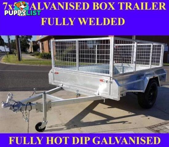 7x5 fully welded galvanised box trailer with mesh cage 1