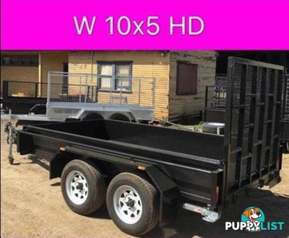 10x5 HD tandem trailer w ramp 2ton 1 pc fold 2.5mm checker plate