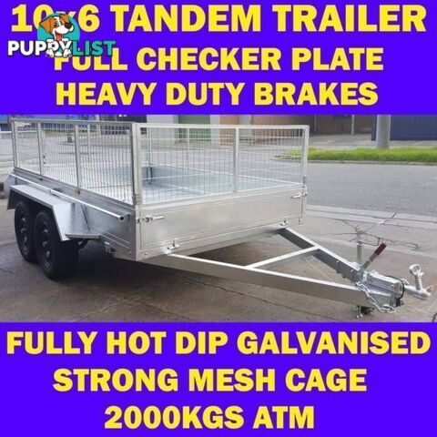 10x6 TANDEM TRAILER WITH CAGE FULLY HOP DIP GALVANISED 1