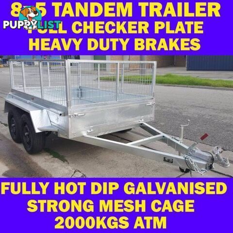 8x5 GALVANISED TANDEM TRAILER WITH CAGE BRAND NEW 2000KG 1