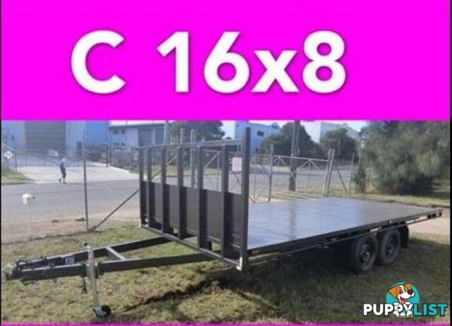 16x8 table top tandem trailer flatbed extra heavy duty 2000kg ATM