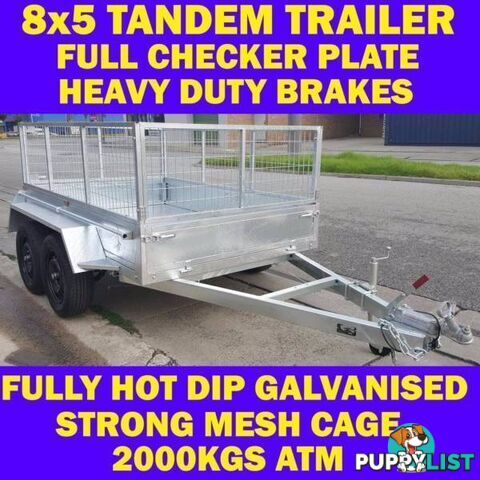 8x5 GALVANISED TANDEM TRAILER WITH CAGE BRAND NEW 2000KG 1