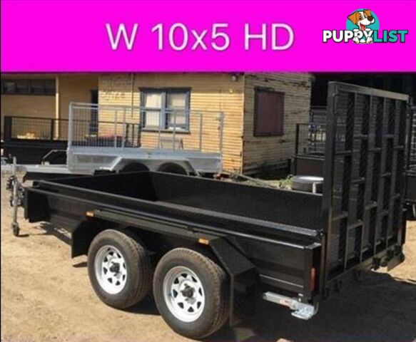 10x5 HD tandem trailer w ramp 2ton 1 pc fold 2.5mm checker plate