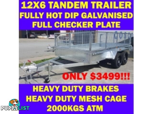 12X6 FULLY GALVANISED TANDEM TRAILER CRATE CAGE BOX TRAILER sa