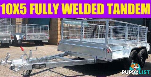 10X5 FULLY WELDED TANDEM TRAILER GALVANISED WITH CAGE BOX TRAILER