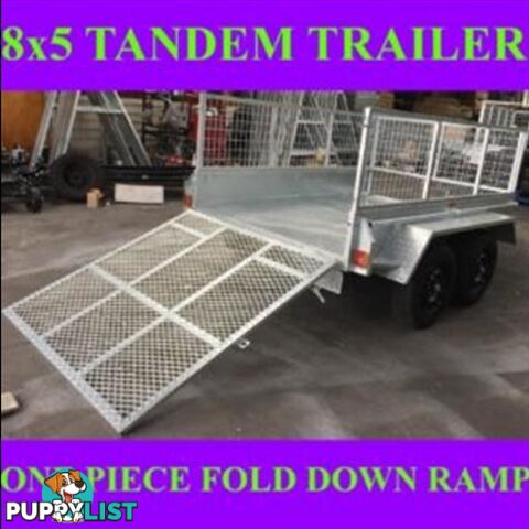 8X5 GALVANISED TANDEM TRAILER WITH FOLD DOWN RAMP 2000KGS ATM 1