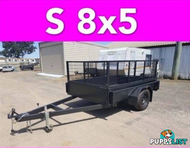 8x5 BOX TRAILER HEAVY DUTY CAGED 1 PCE FOLD FULL CHECKER PLATE