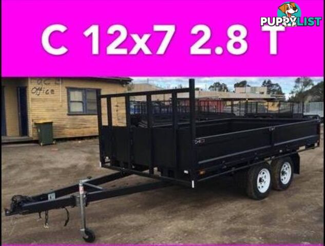 12x7 table top tandem trailer flatbed 2800kg also 12x6 12x5 10x6