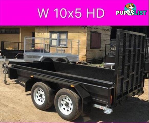 10x5 HD tandem trailer w ramp 2ton 1 pc fold 2.5mm checker plate