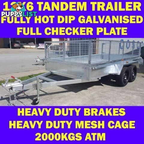 12x6 tandem trailer fully galvanised heavy duty trailer w cage 1