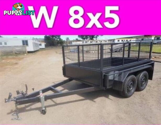 8x5 TANDEM TRAILER WITH CAGE EXTRA HEAVY DUTY FULL CHECKER PLATE