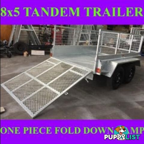 8X5 GALVANISED TANDEM TRAILER WITH FOLD DOWN RAMP 2000KGS ATM 1