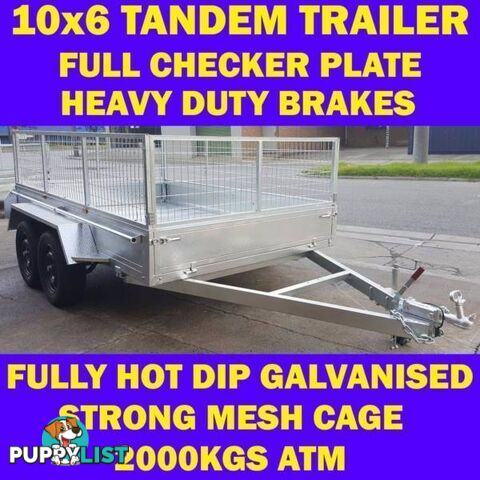 10x6 TANDEM TRAILER WITH CAGE FULLY HOP DIP GALVANISED 1