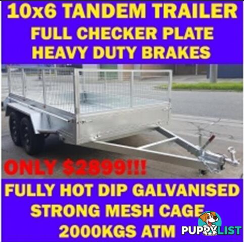 10X6 GALVANISED TANDEM TRAILER BOX TRAILER WITH CAGE 2000KGS sa