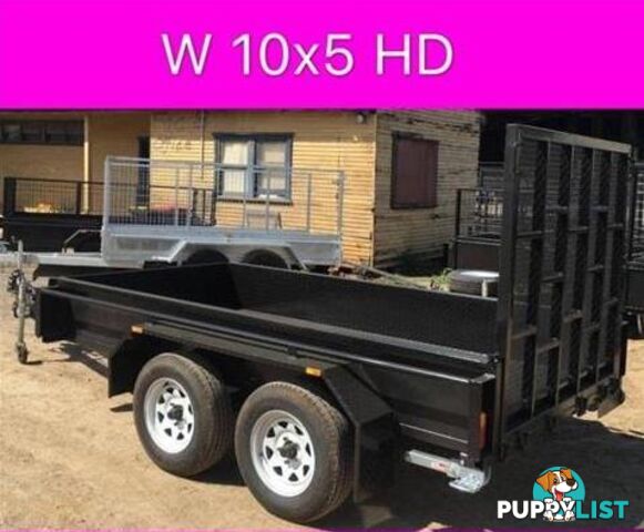 10x5 HD tandem trailer w ramp 2ton 1 pc fold 2.5mm checker plate